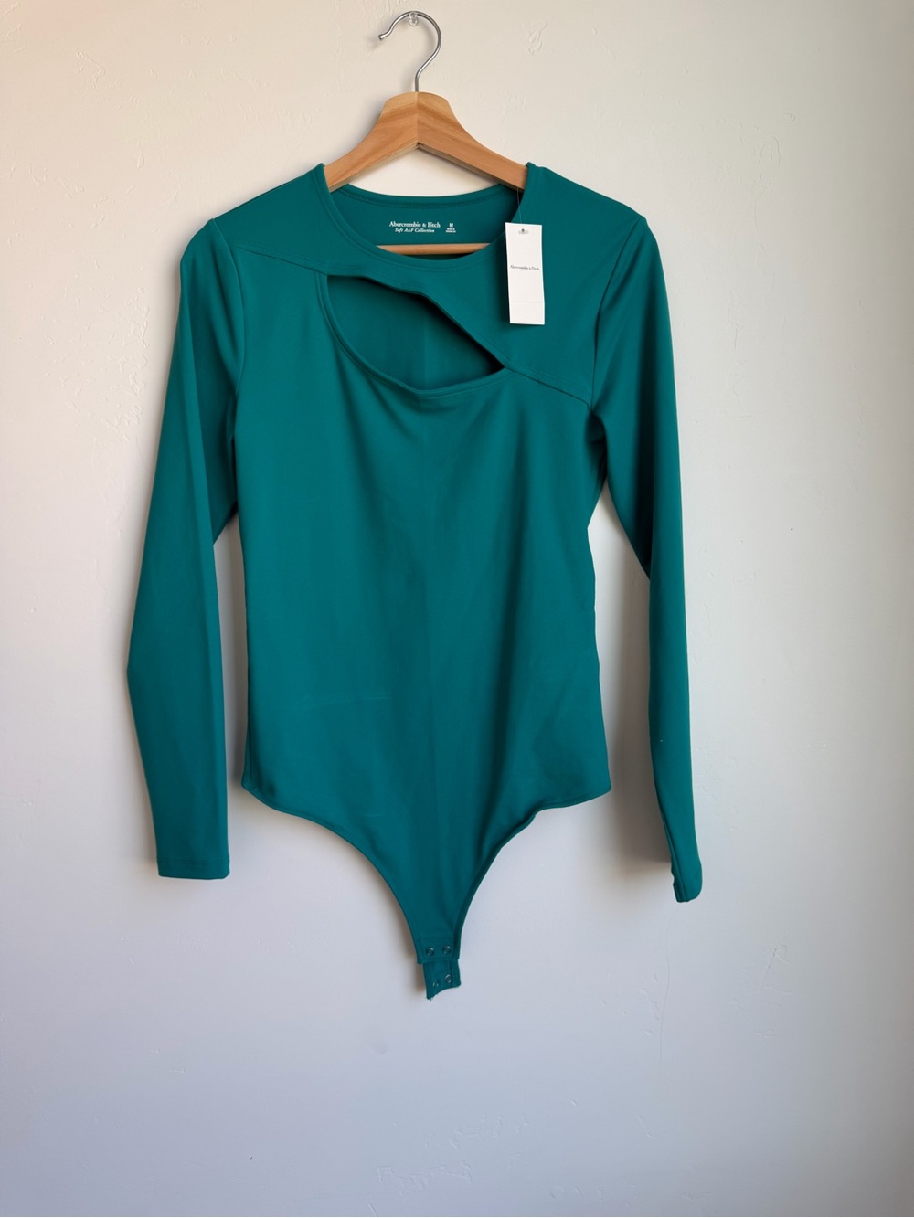 NWT Abercrombie & Fitch Teal Long Sleeve Cutout Bodysuit